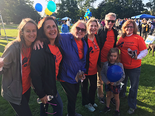 Christie Powell (center, in blue jacket) coordinated Copyright Clearance Center's participation in Care Dimensions' Walk for Hospice for many years. She died at the Kaplan Family Hospice House in February 2020.