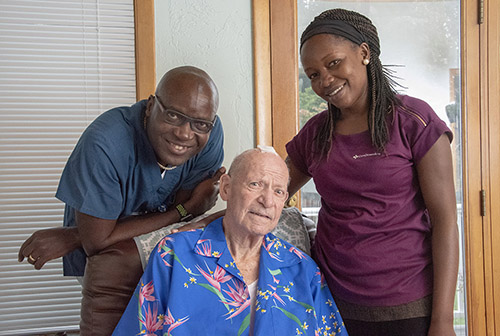 Don Trainor with Care Dimensions hospice aide Moses and nurse Diana