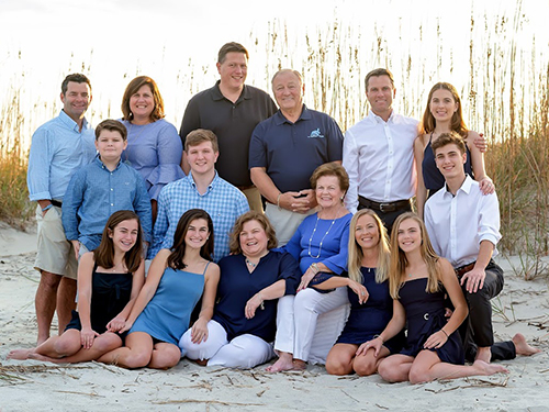 Jim Jadul (back row, center) with his family. His daughter Jacquelyn is in the center of the front row.