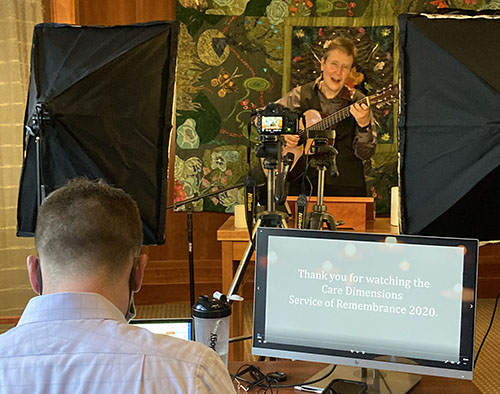 Care Dimensions Creative Arts Therapist Coordinator Li Kynvi sings during the virtual Service of Remembrance, which was available to watch live online and was recorded for viewing later.