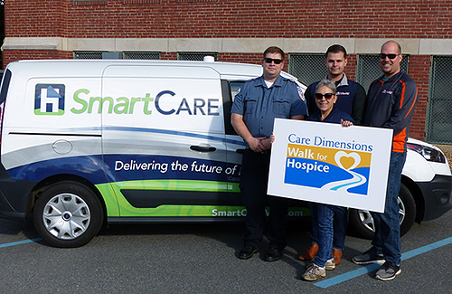 Cataldo Ambulance representatives promoted the SmartCare partnership with Care Dimensions at the 2019 Walk for Hospice.