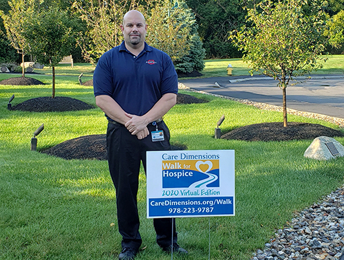 Stephen Freni of Zampell, who oversees building and grounds maintenance at both of Care Dimensions’ hospices houses, has organized Team Zampell for the Walk for Hospice.