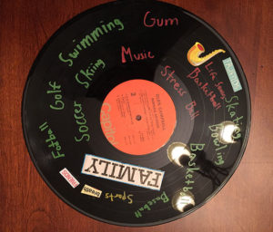 vinyl record album of memories made at grief support camp of Care Dimensions