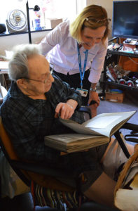 hospice patient shares poetry with Care Dimensions social worker