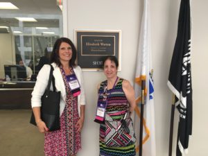 Care Dimensions Patty Ramsden and hospice advocate Judi Pasino outside of Senator Elizabeth Warren's office