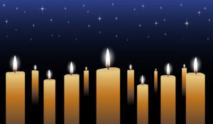 candlelight vigil beneath star-filled sky